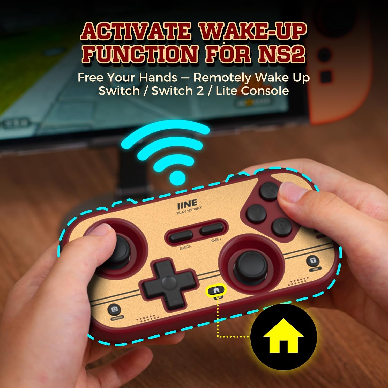 IINE Palm-Sized Retro Chronos Controller for Nintendo Switch / Nintendo Switch 2 (Red) (L1241)