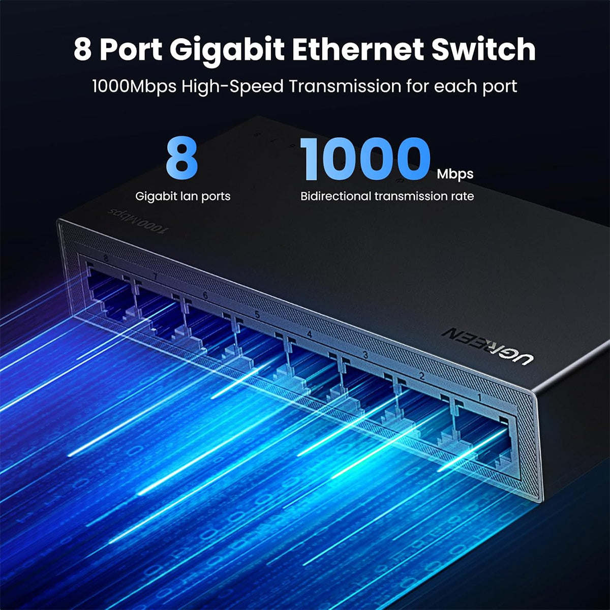 Ugreen 8-Port Gigabit Ethernet Switch Black (CM834/35499US)