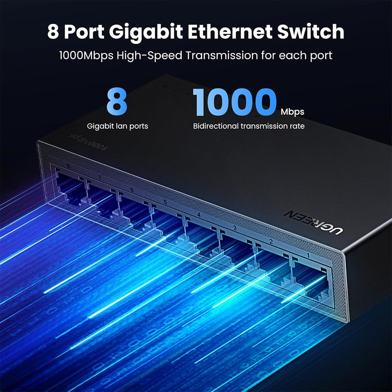 Ugreen 8-Port Gigabit Ethernet Switch Black (CM834/35499US)