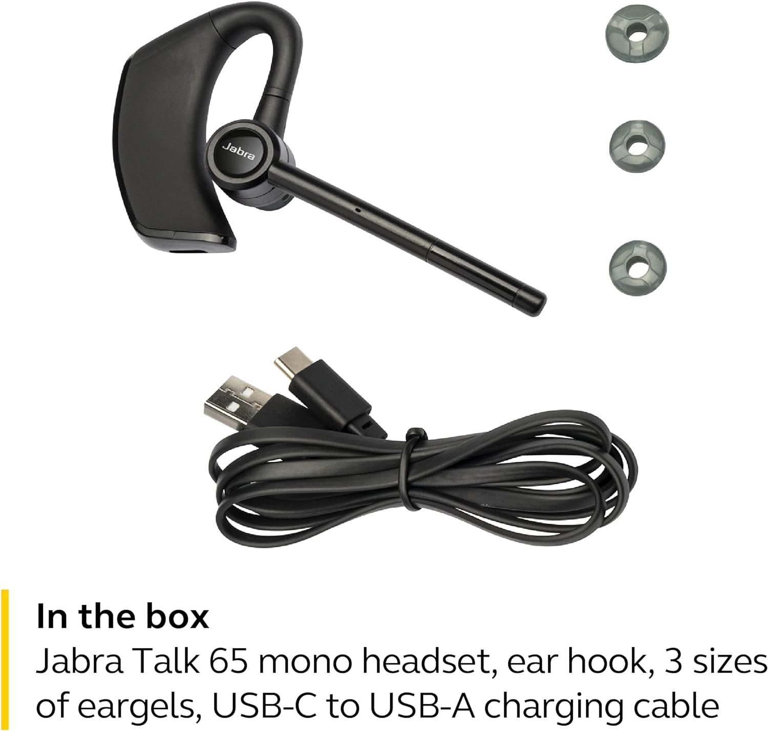 Jabra Talk 65 Premium Bluetooth Mono Headset With 2 Built-In Noise Cancelling Microphones (Black)