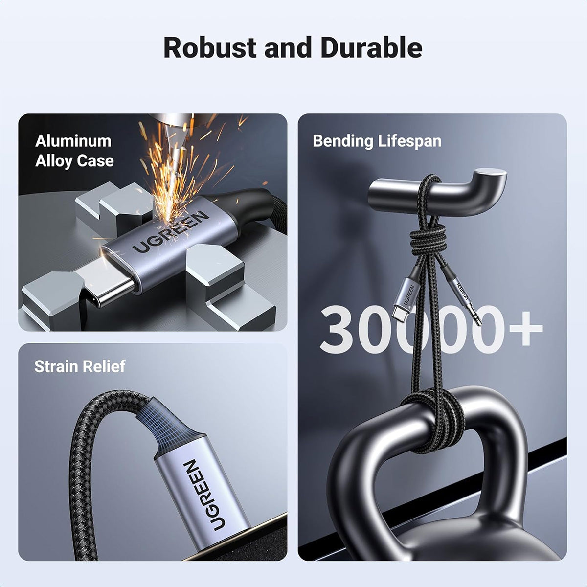 Ugreen USB-C Male To 3.5mm Male Audio Cable with Chip - 1M (Gray) (CM450/20192)