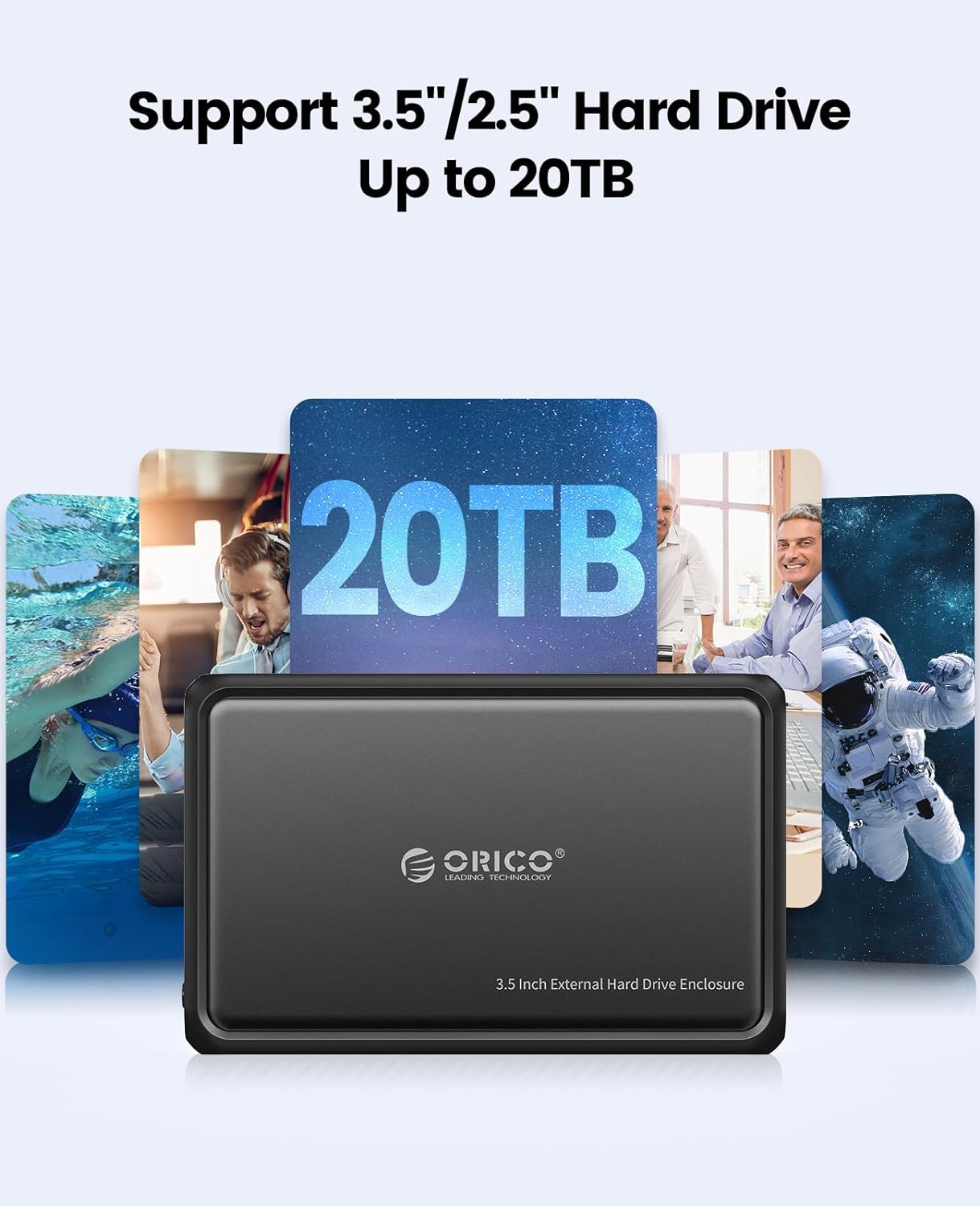 Orico Hard Drive HDD Enclosure USB-B to USB-A 5Gbps (DDL35-U3) (Black)