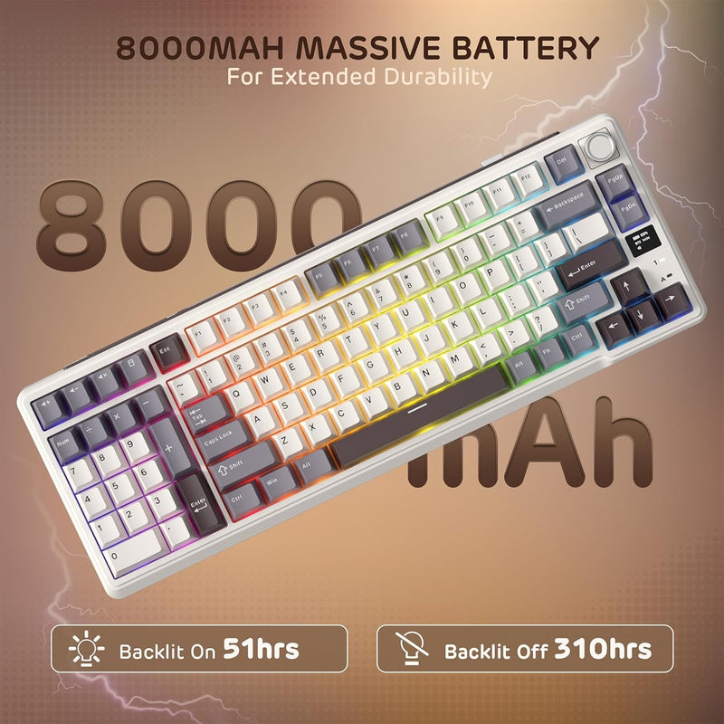 Royal Kludge RK-L98 Tri-Mode RGB 101 Keys Hot Swappable Mechanical Keyboard Sandalwood Brown