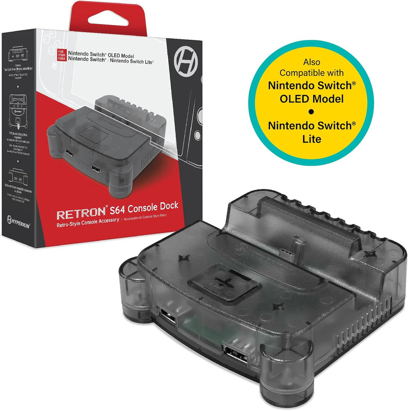 NSW HYPERKIN RETRON S64 CONSOLE DOCK FOR SWITCH TRANSLUCENT GREY (M07390-SG)