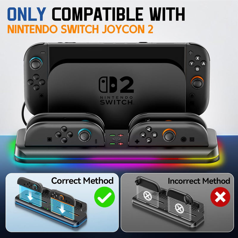 Nintendo Switch 2 Controller Charging Dock with Switch 2 TV Dock Storage (Black) (VG-SW205B)
