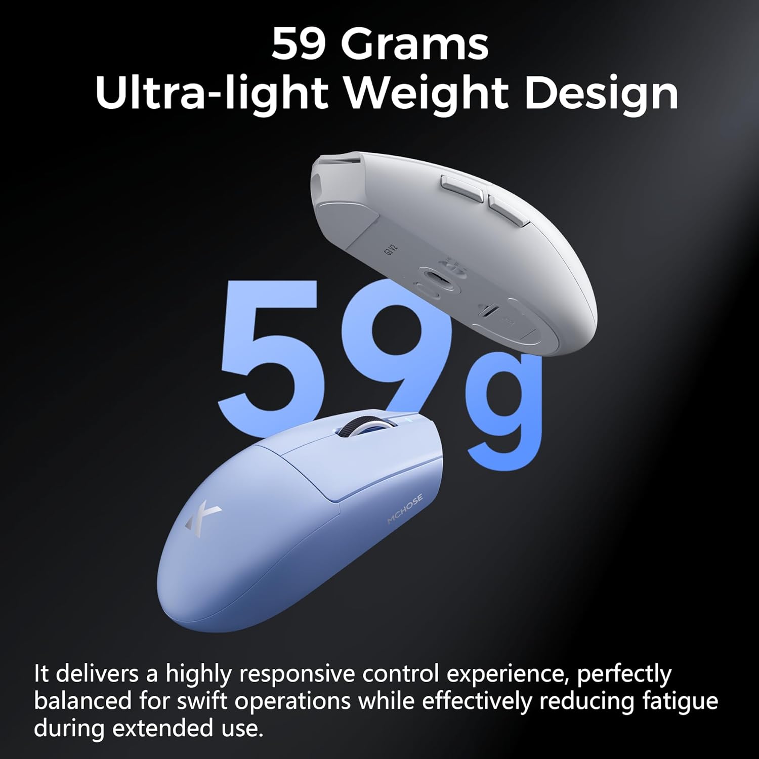 MCHOSE G3 V2 Wireless Gaming Mouse (Black, Blue, White)