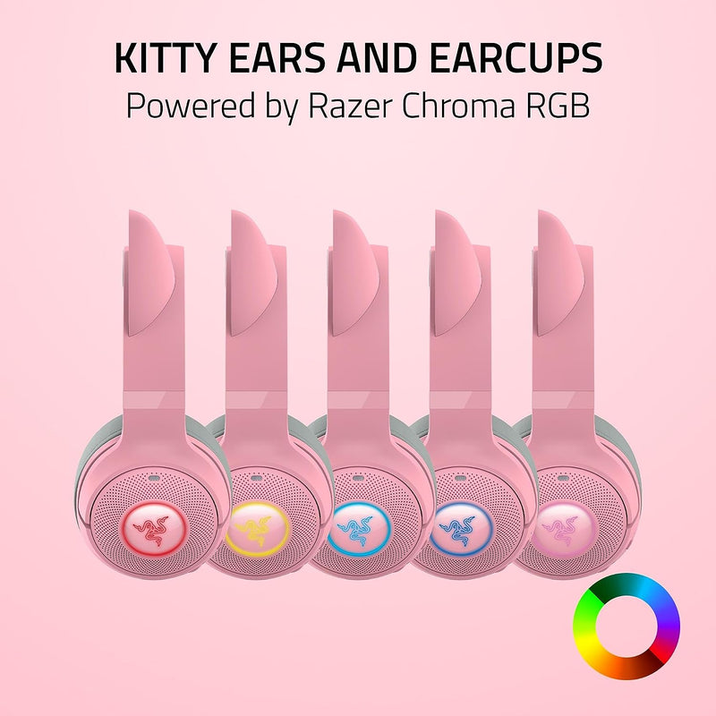 Razer Kraken Kitty V2 BT Wireless Bluetooth RGB Headset w/ Kitty Ears (Quartz)