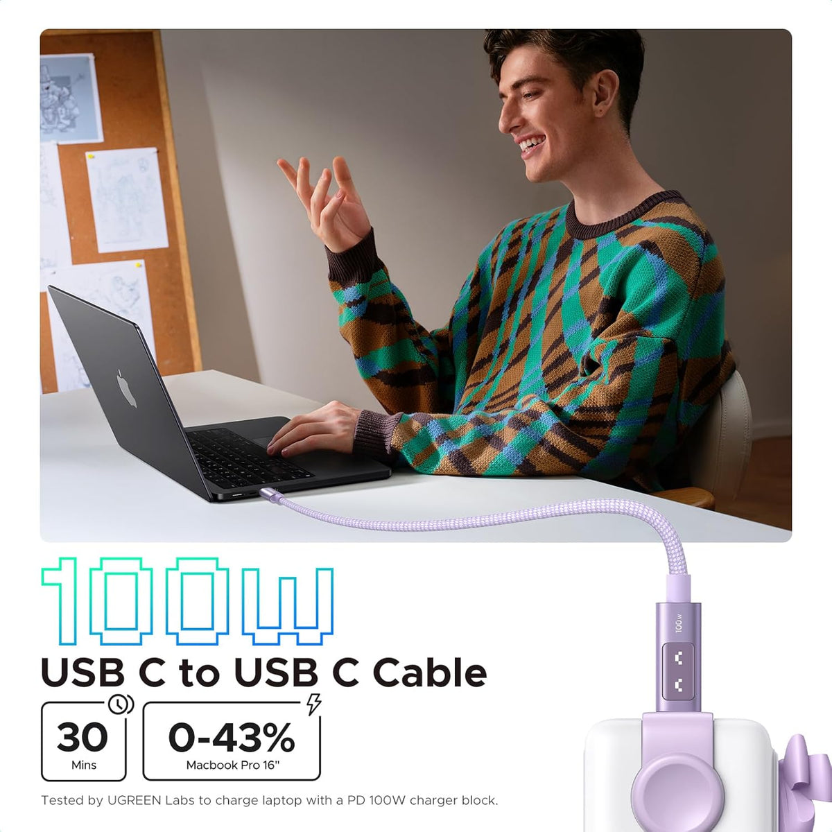 Ugreen Uno USB-C To USB-C PD 100W Fast Charging Cable - (Purple) | DataBlitz