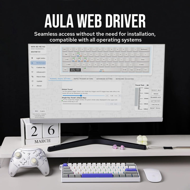 Aula WIN60 HE Max 61-Key RGB 60% Wired Magnetic Switch Gaming Keyboard