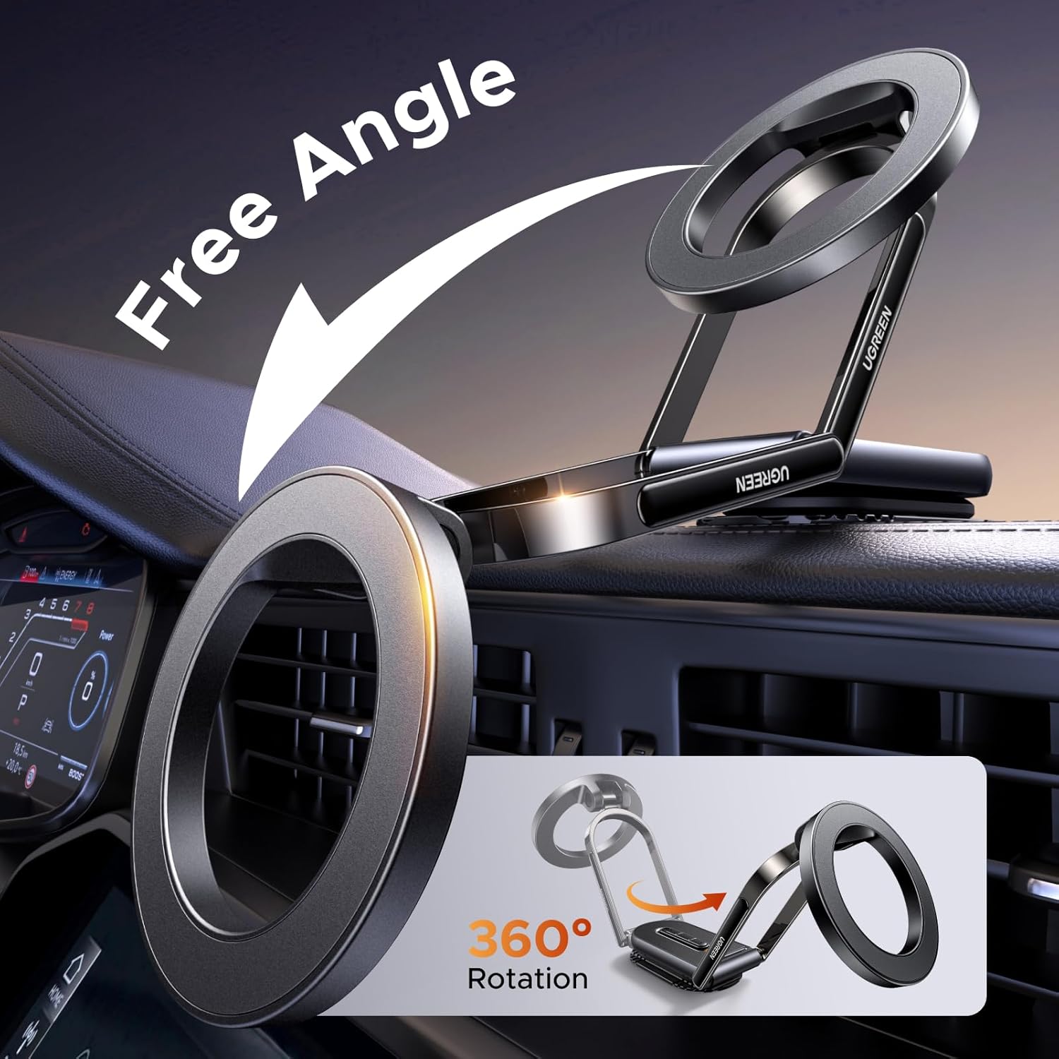 Ugreen Dashboard Magnetic Car Phone Mount (Black) (LP924/65186)