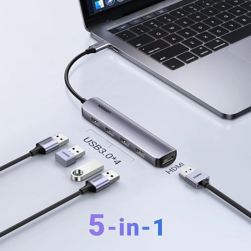 UGreen 5-in-1 Multifunction Adapter USB-C To HDMI + 4xUSB 3.0 (CM417/20197)