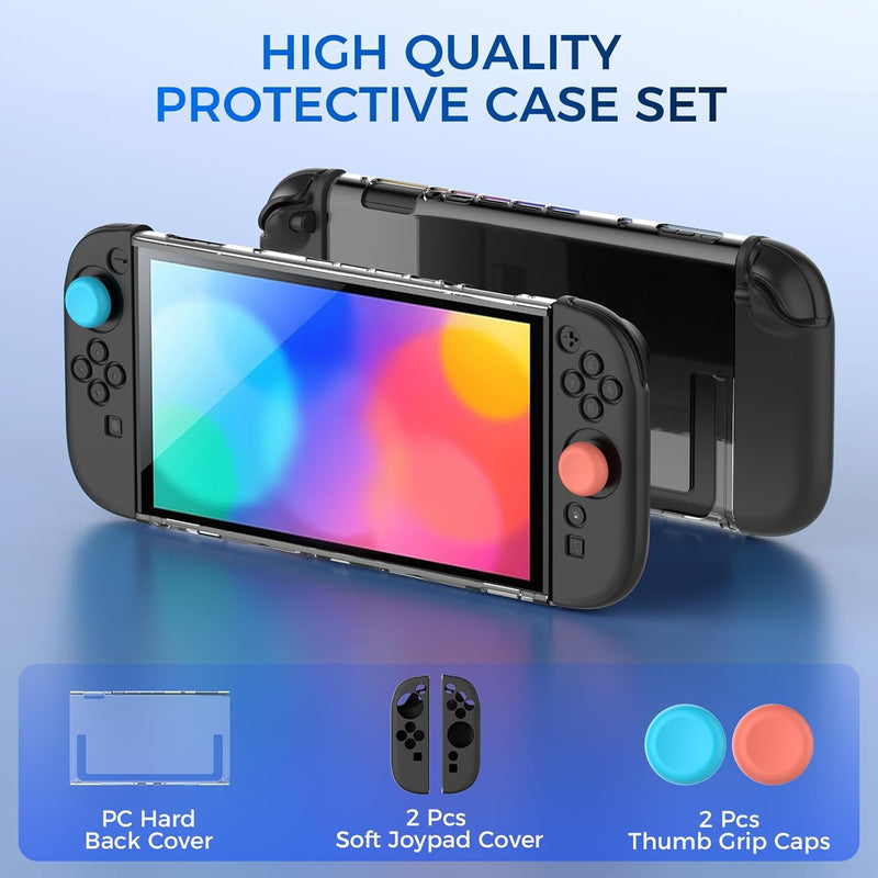 IINE Transparent PC Back Case + Silicone Joy-Pad Case Black for Nintendo Switch 2