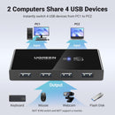Ugreen 2-in-4 Out USB 2.0 Sharing Switch Box (Black) (US216/30767)