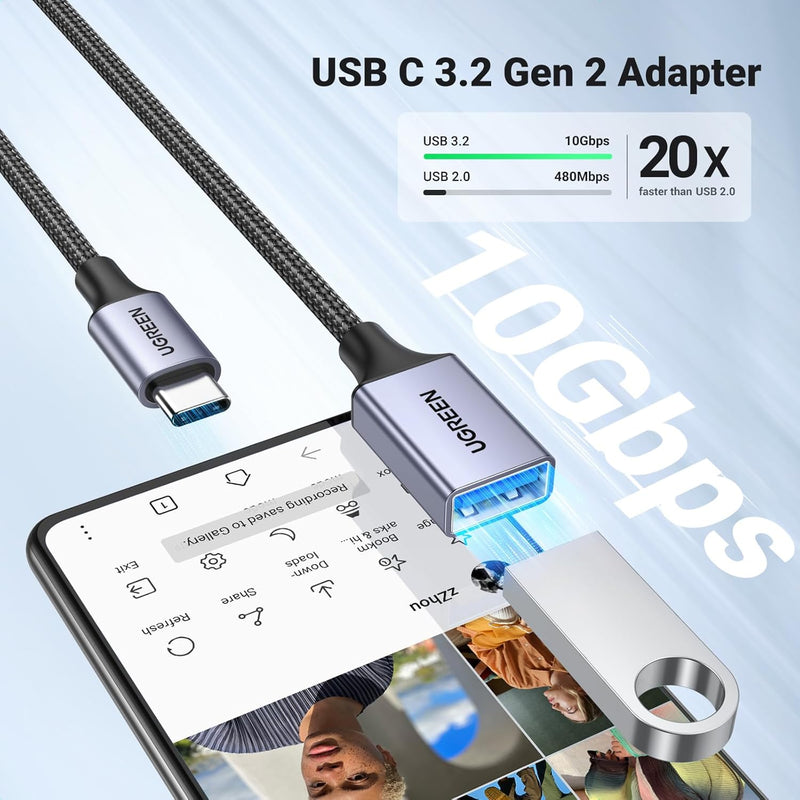 Ugreen USB-C Male to USB 3.0 A Female OTG Cable - 10CM (US378/70889)