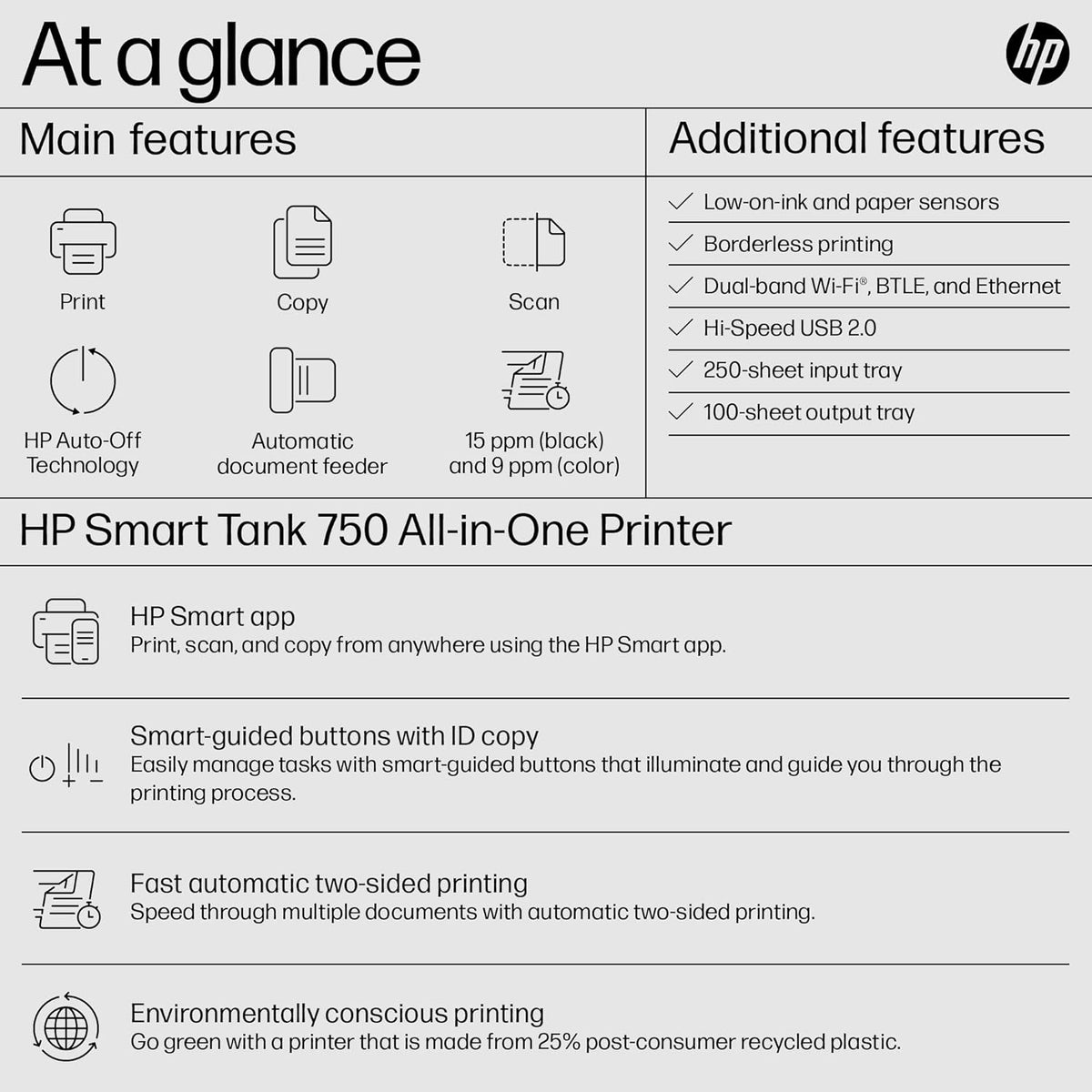 HP Smart Tank 750 All-in-One Wireless Printer (6UU47A)