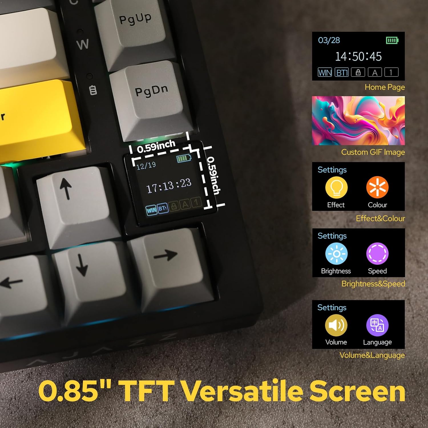 Ajazz AK820 Pro RGB Tri-Mode 75% Hot-Swappable Mechanical Keyboard with TFT Screen