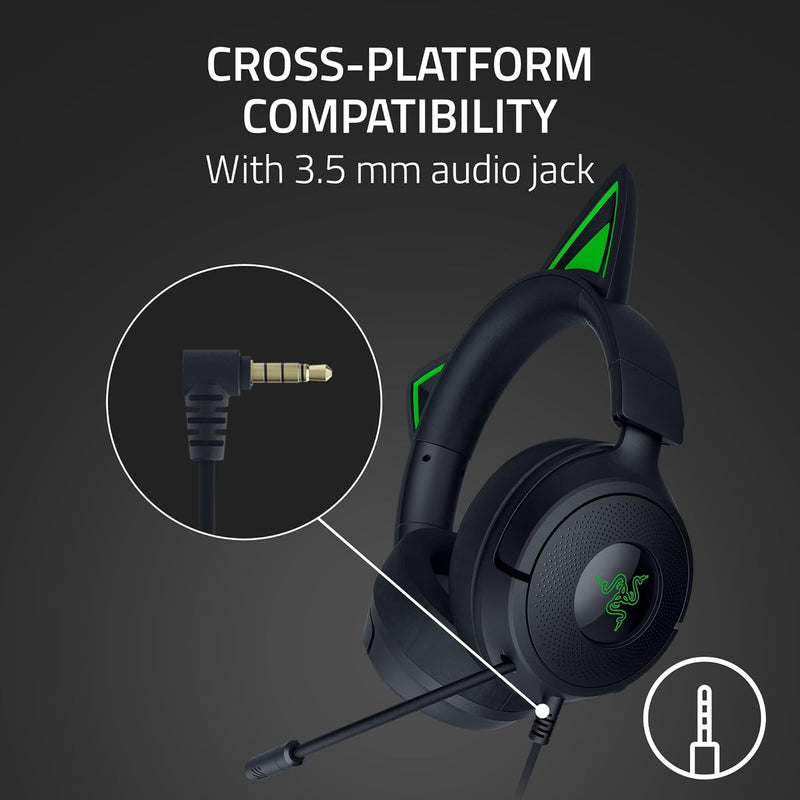 Razer Kraken Kitty V3 X Wired Kitty Headset for Gaming (Black, Quartz, White)
