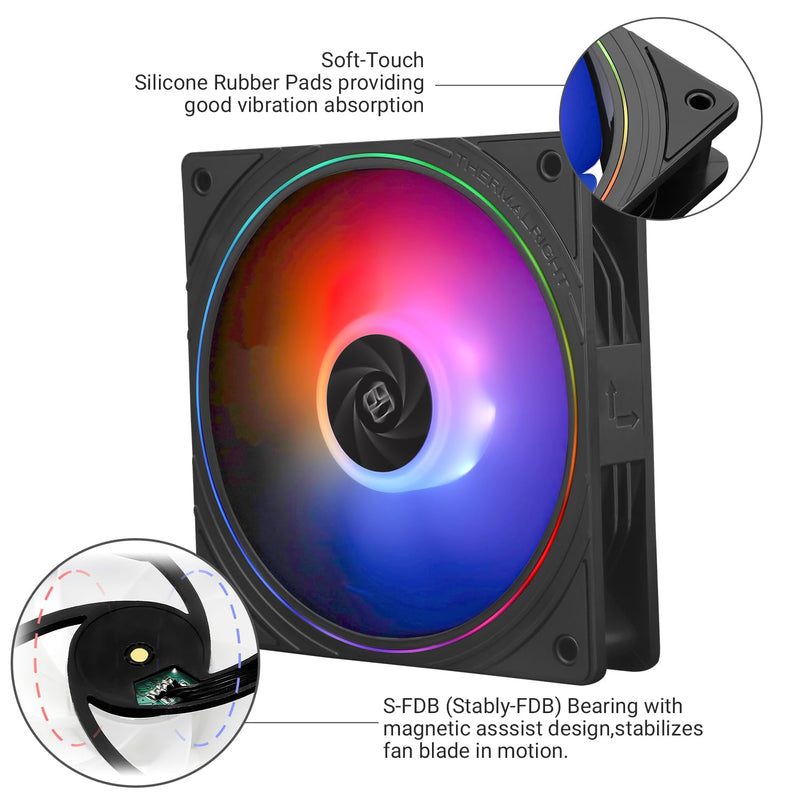 Thermalright TL-S12-S Silent 120mm PWM Hybrid ARGB Effect Case Fan