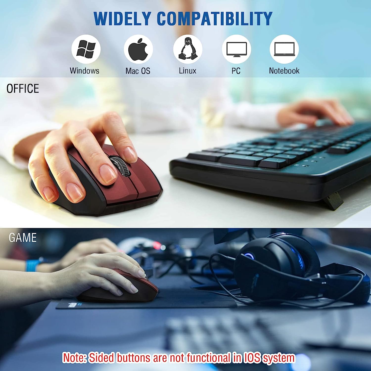 E-Yooso E-1010 Wireless Mouse (Red)