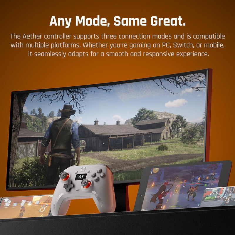 Bigbig Won Mojhon Aether Dual 1000Hz Polling Rate w/ Smart Display Hall Effect Wireless Game Controller for Switch / Win 10&11 / Android / iOS