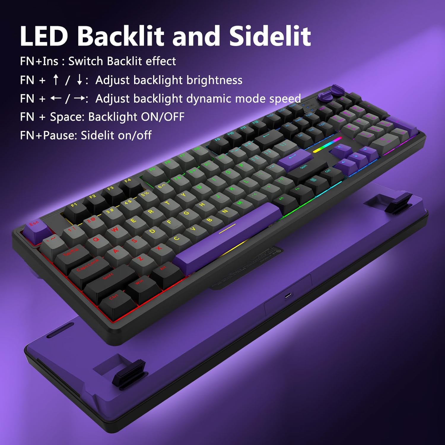 E-Yooso Z-104 Rainbow Light Wired Mechanical Keyboard Grey/Black/Purple (Silverwood Switch)