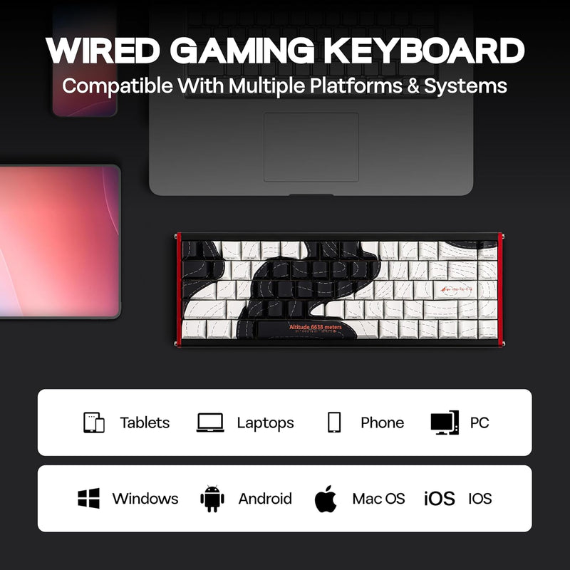 Ajazz ALUX68 Max RGB Wired 68-Keys Aluminum CNC Case Hot-Swappable Mechanical Keyboard