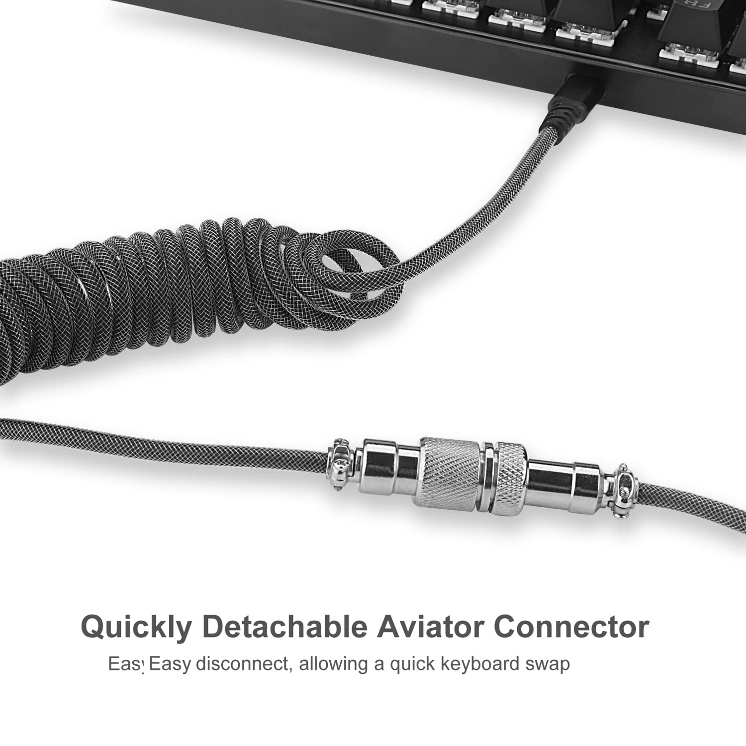 Redragon A115 Coiled USB-C Cable For Gaming Keyboard (Black)
