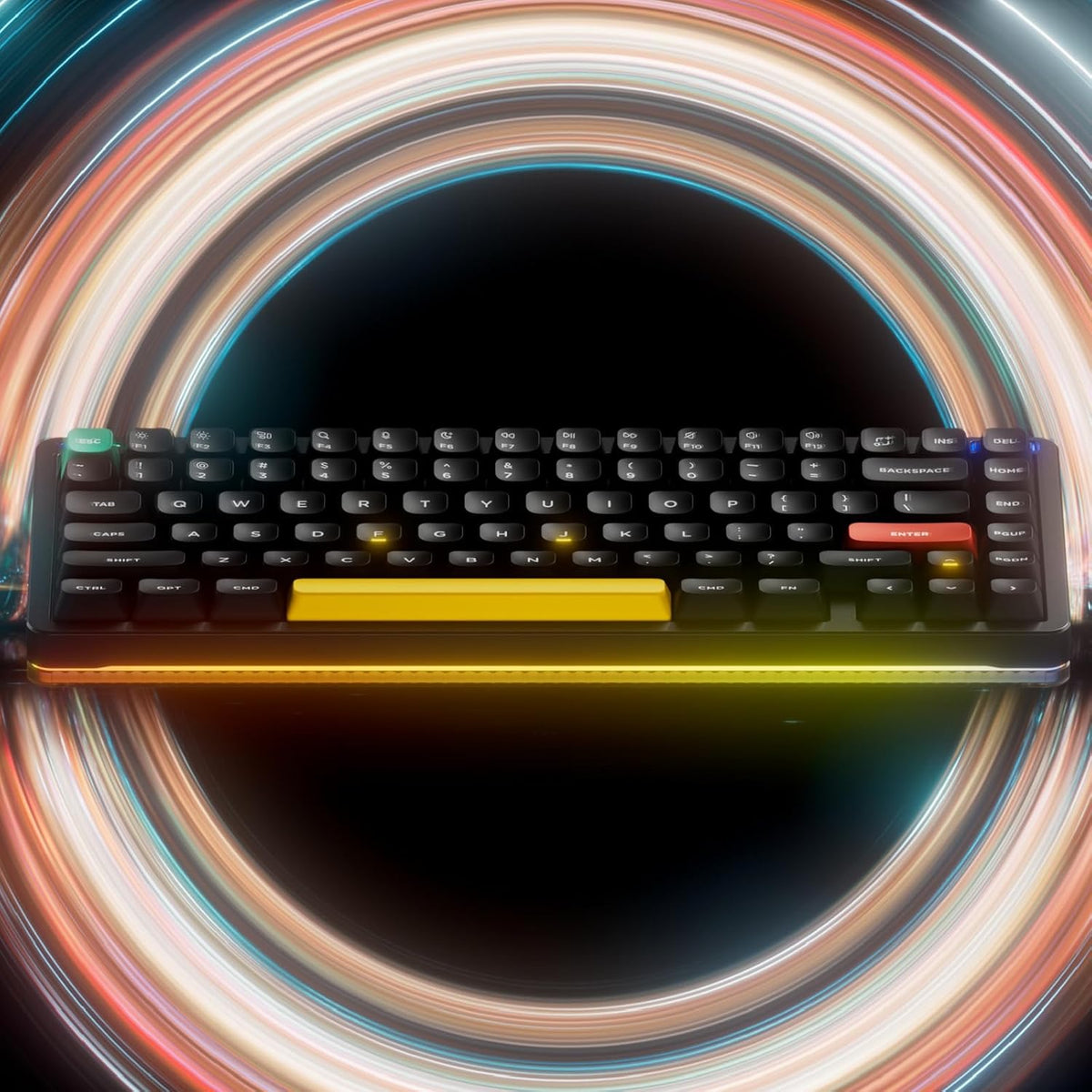 NuPhy Halo75 V2 QMK/VIA RGB Hot-Swappable 83-Key Wireless Mechanical Keyboard (Obsidian Black) (Silent Red Clear-Top Switch)