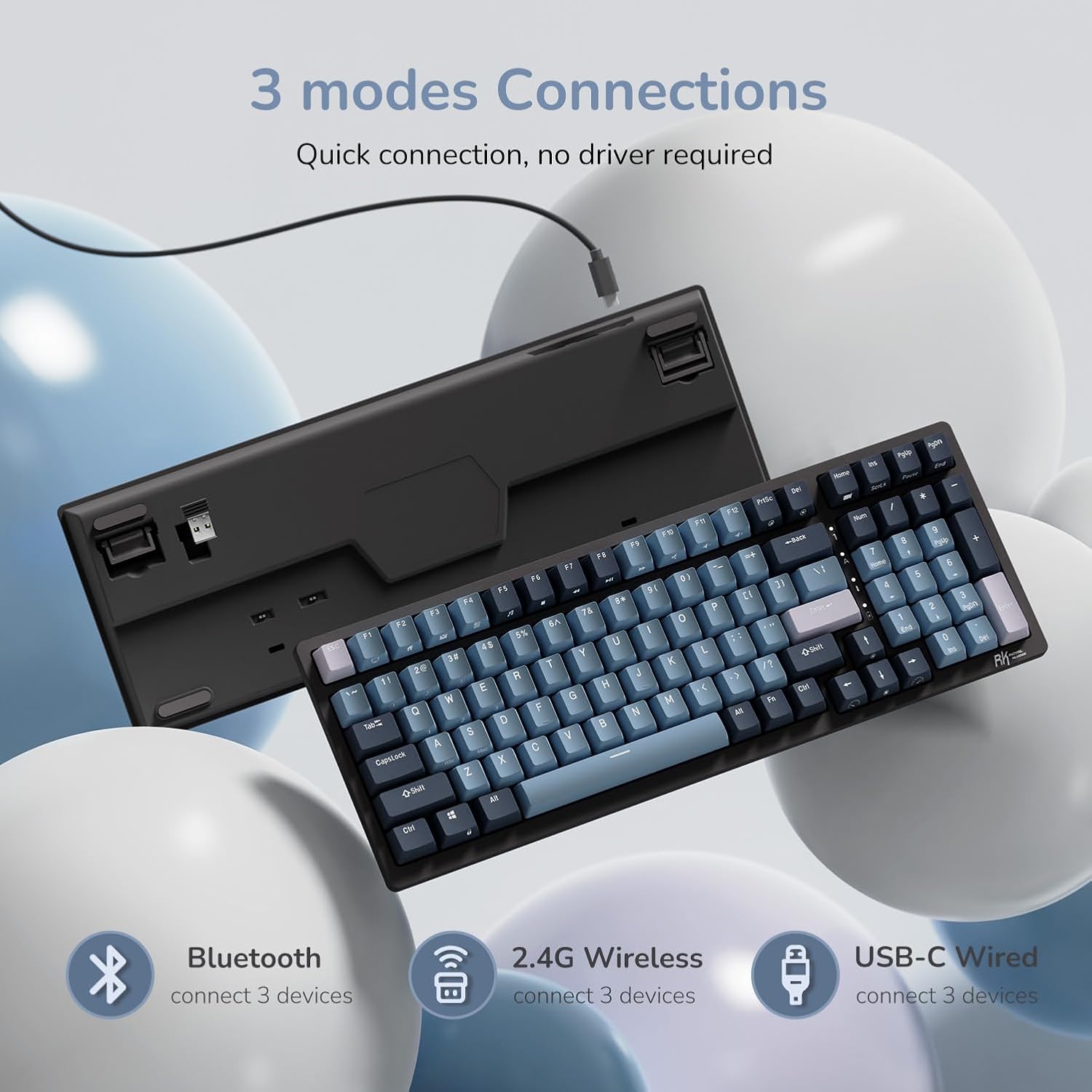 Royal Kludge RK98 Tri-Mode RGB Mechanical Keyboard Indigo