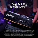 Kingston Fury Beast RGB 16GB DDR5 6000MT/s CL30-36-36 1.4V EXPO/XMP Desktop Memory (KF560C30BBEAK2-16)