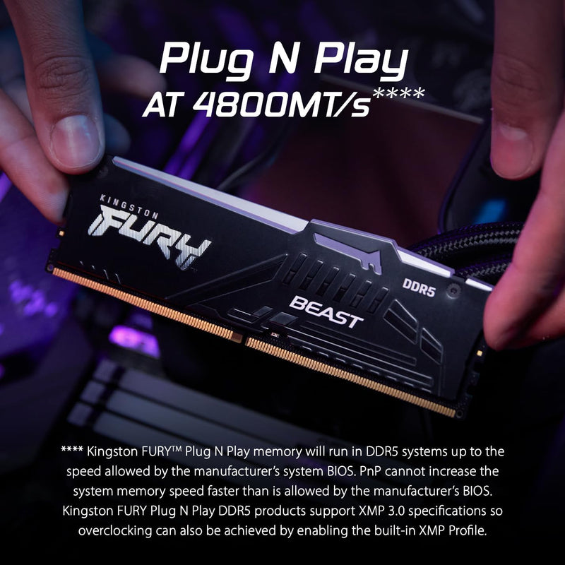Kingston Fury Beast RGB 16GB DDR5 6000MT/s CL30-36-36 1.4V EXPO/XMP Desktop Memory (KF560C30BBEAK2-16)
