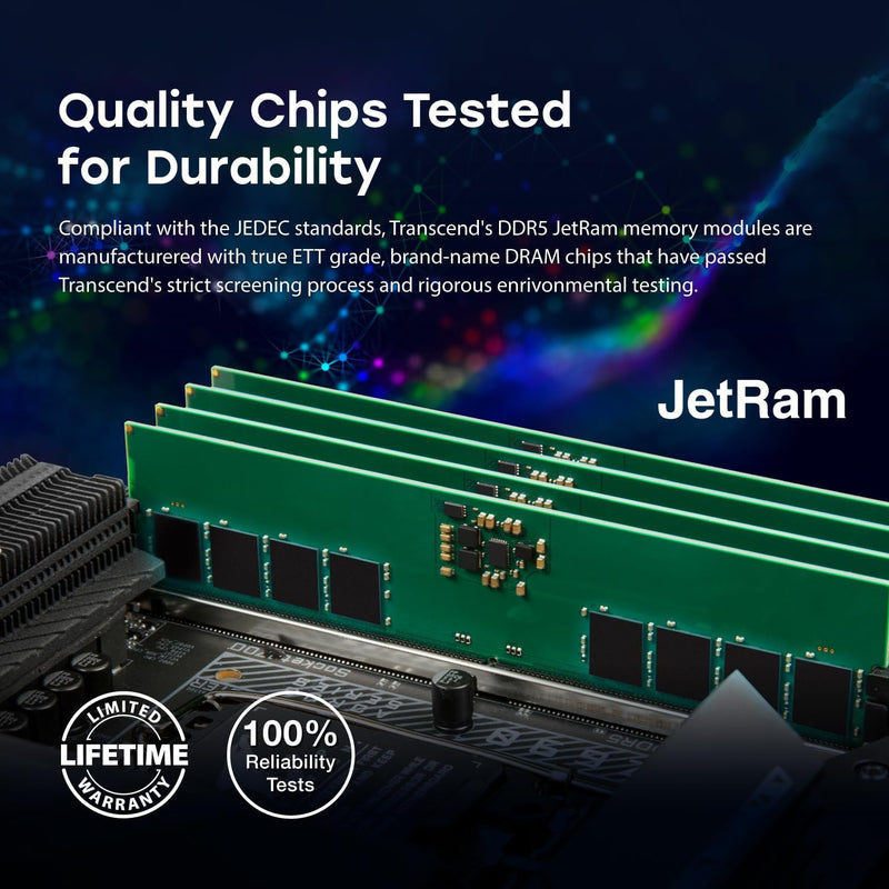 Transcend JETRAM DDR5 5600MHz U-DIMM 1Rx8 CL46 1.1V (16GB, 24GB) (JM5600ALE-16G, JM5600ALE-24G)