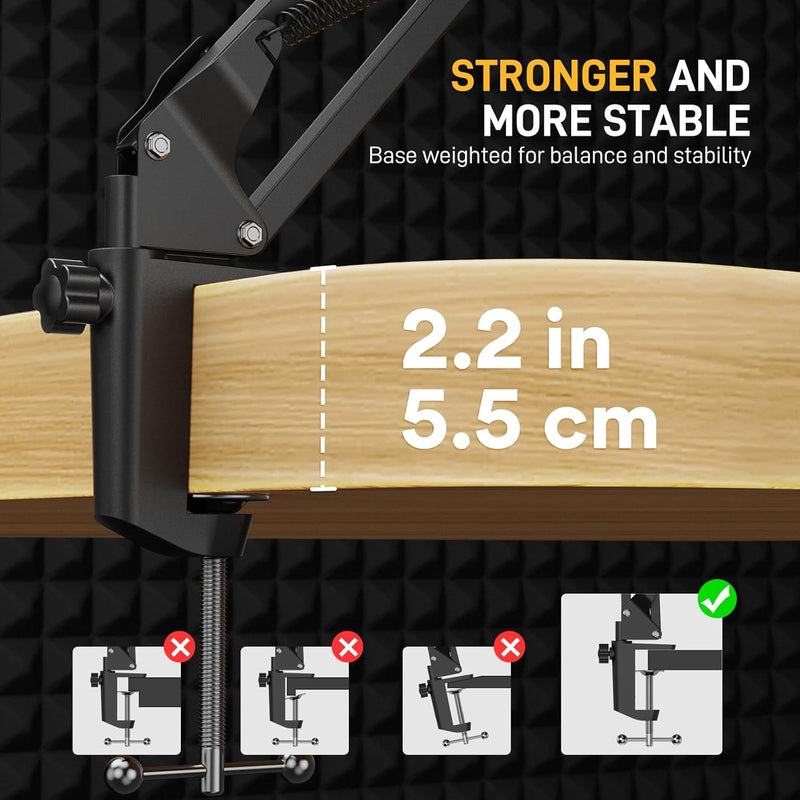 Maono DM40 Pro S Wireless RGB Condenser Gaming Desktop Microphone with Boom Arm 