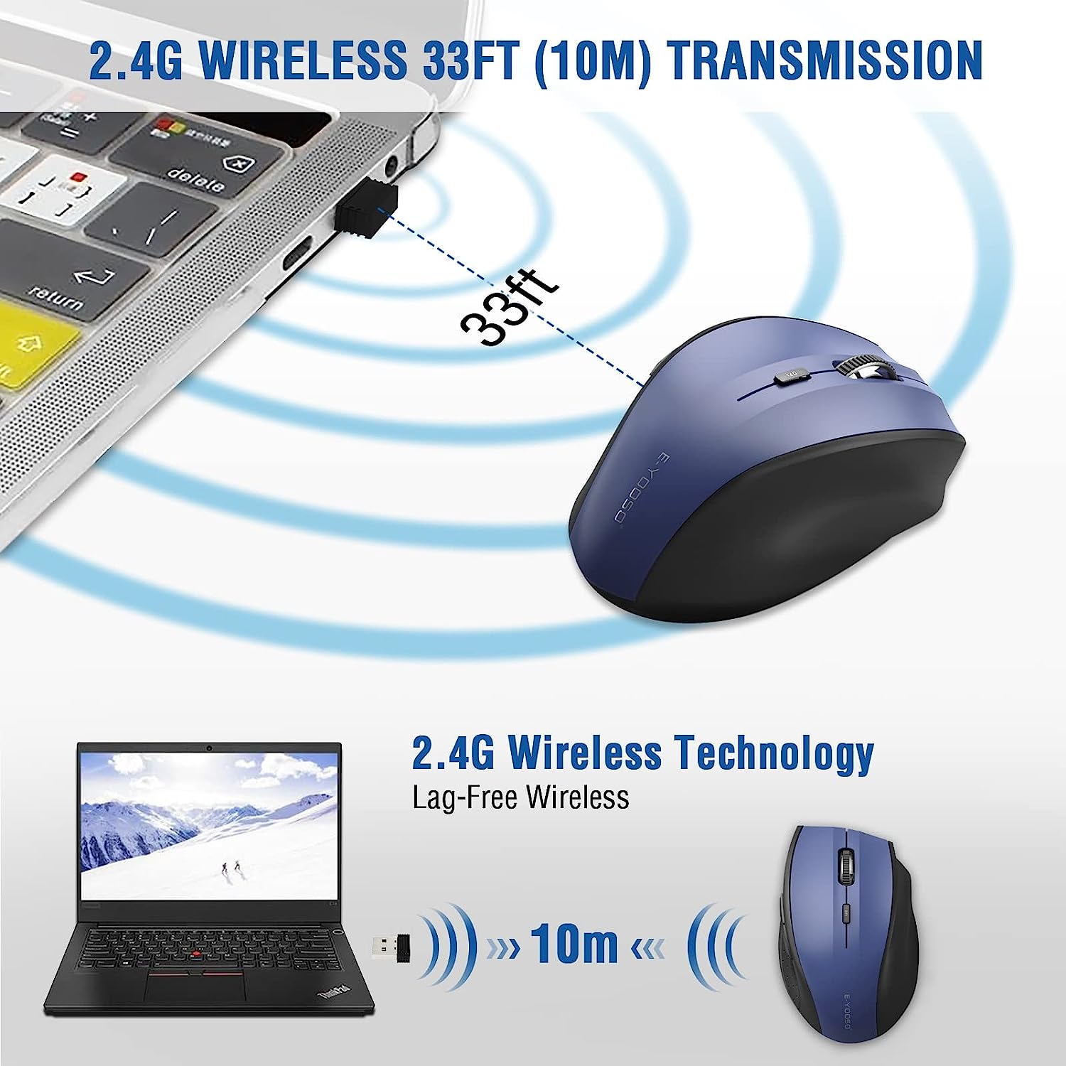 E-Yooso E-1010 Wireless Mouse (Blue)