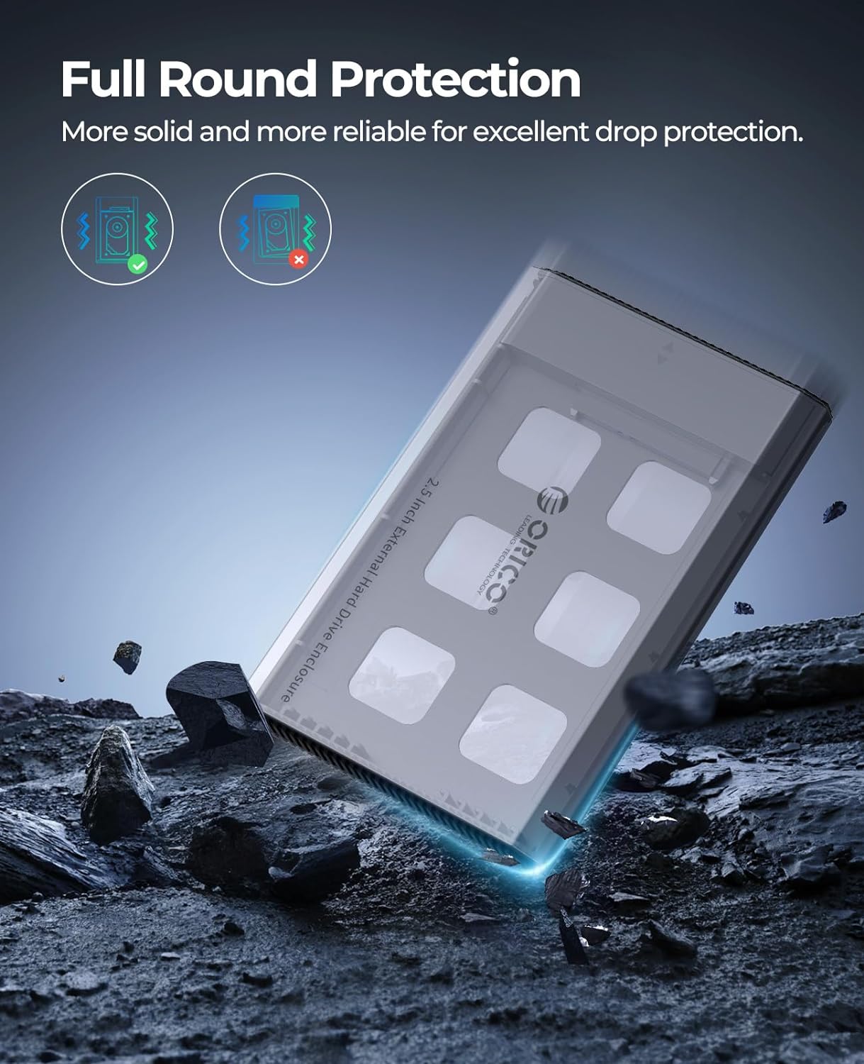 Orico 2.5" Aluminum Alloy Type-C Gen1 External Case External Hard Drive Enclosure (DD25-C3) (Grey)