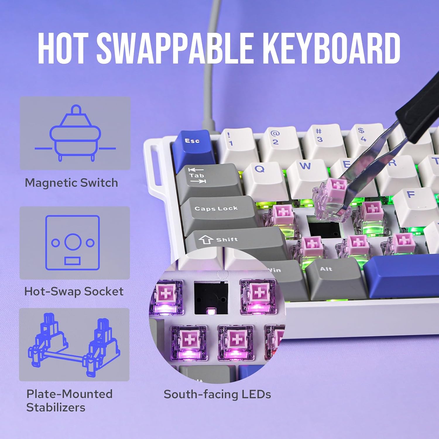 Aula WIN60 HE Max 61-Key RGB 60% Wired Magnetic Switch Gaming Keyboard