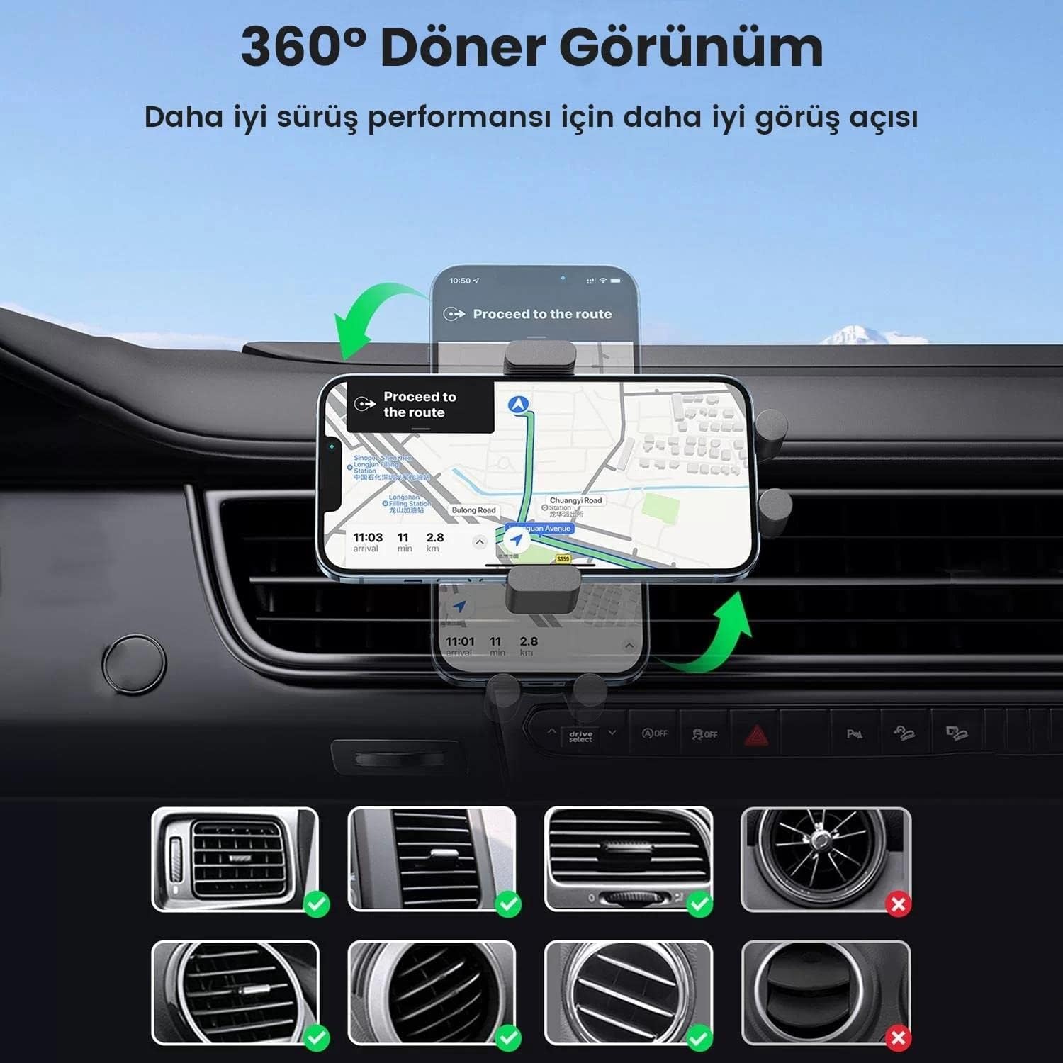 Ugreen 15W Auto Lock QI Wireless Charging Car Charger (Black) (CD256/40118)