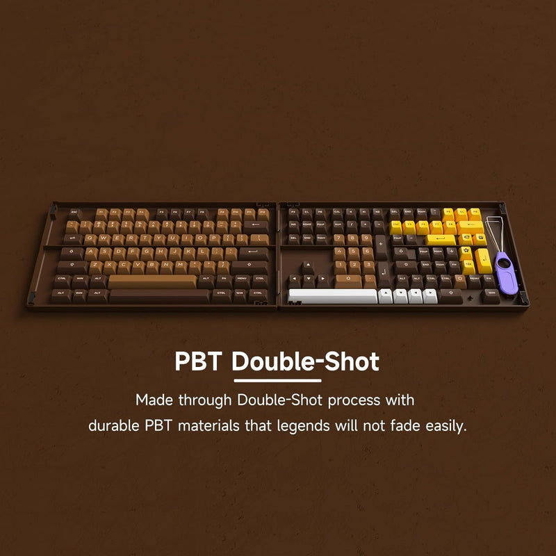 Akko MOD 007B HE DIY Kit with Chocolate ASA Keycap Set 178-Key Cream White (Akko Cream Yellow Magnetic Switch)