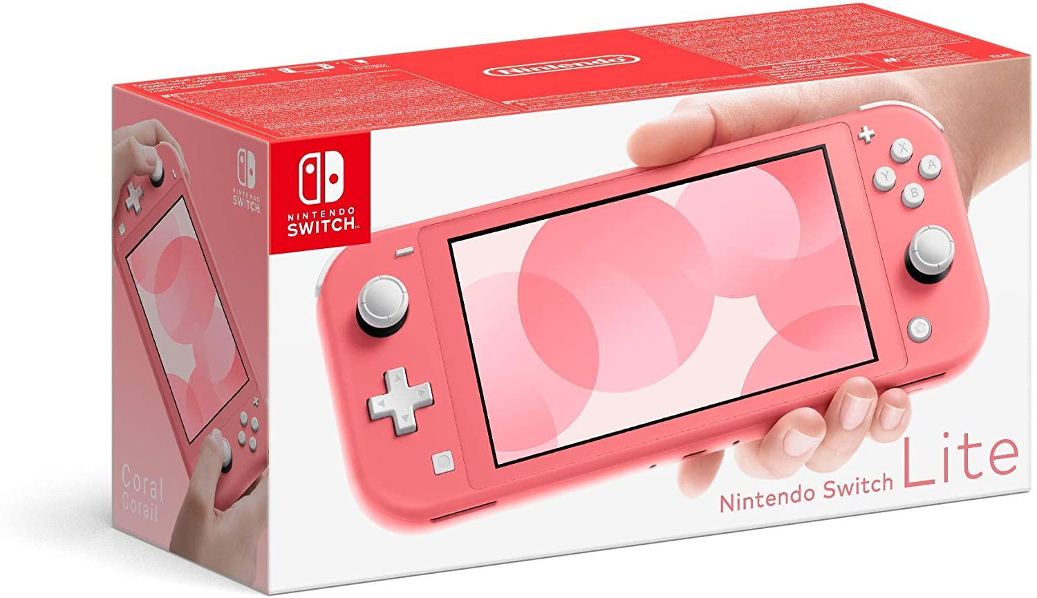 Nintendo Switch Lite Console Coral + Dobe NSW Glass Film (TNS-19118A) Bundle