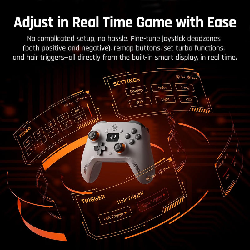 Bigbig Won Mojhon Aether Dual 1000Hz Polling Rate w/ Smart Display Hall Effect Wireless Game Controller for Switch / Win 10&11 / Android / iOS