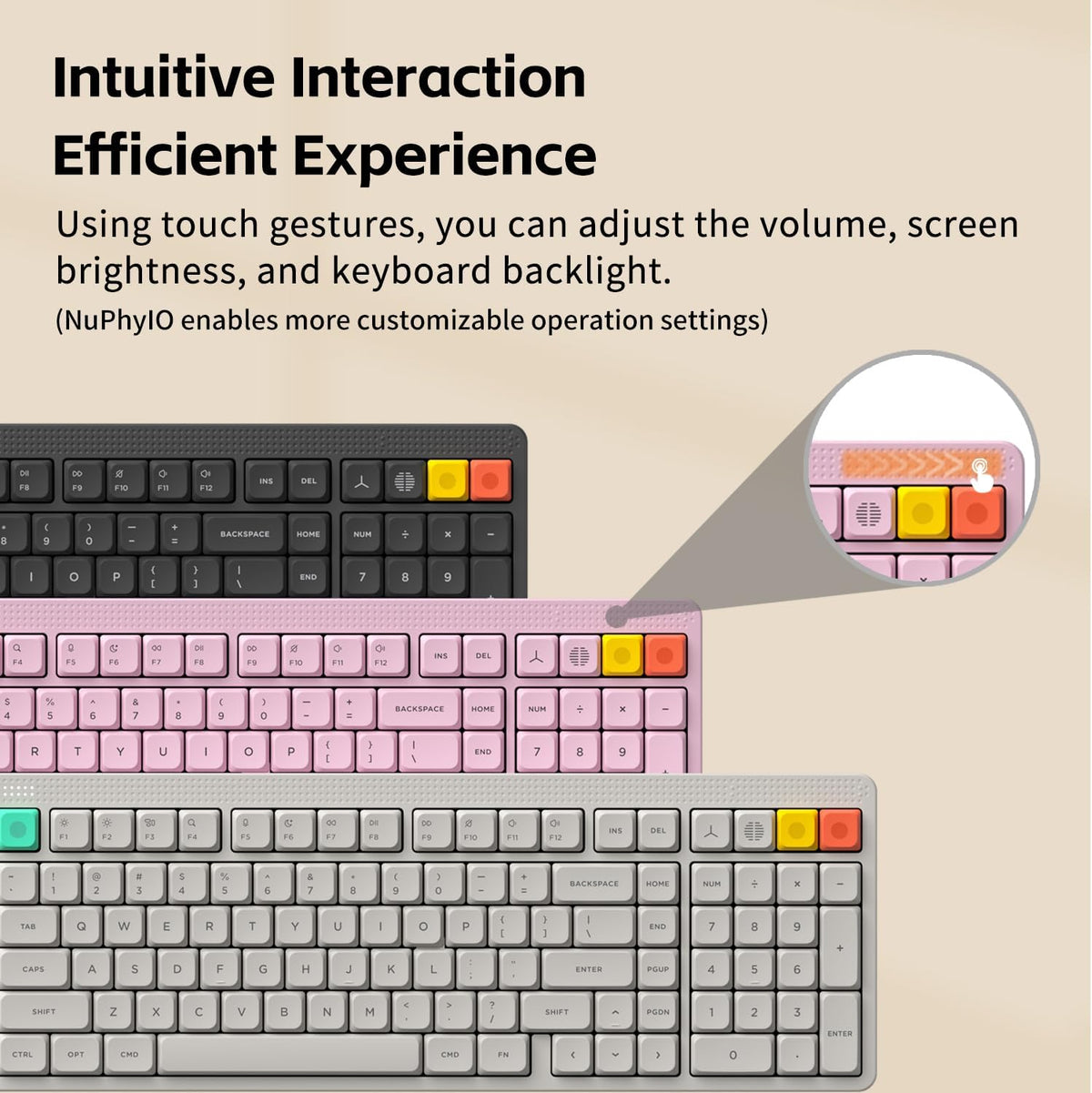 NuPhy Node100 Low-Profile Hot-Swappable Full-Size Wireless Mechanical Keyboard (Blush nano Switch)
