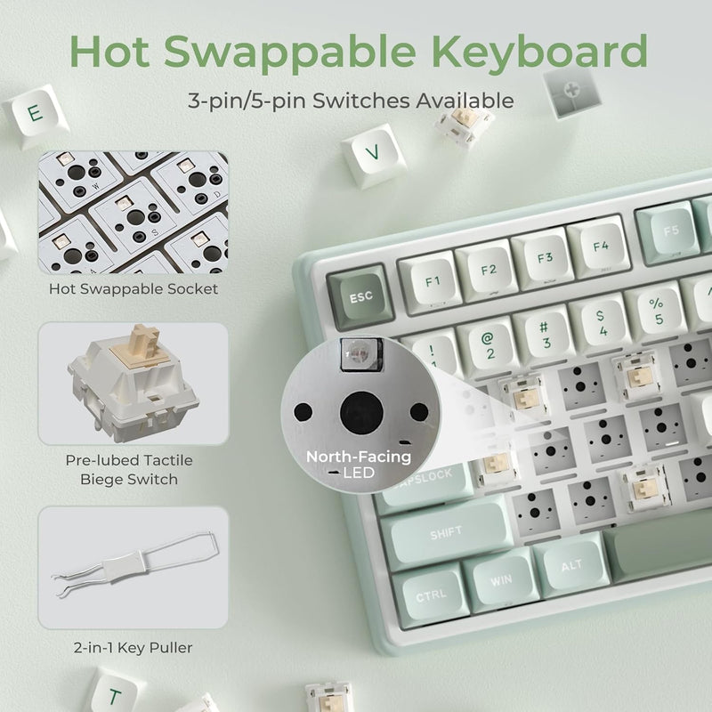 Royal Kludge R98Pro Wired RGB 98 Keys Hot-Swappable Mechanical Keyboard Sky Cyan | DataBlitz