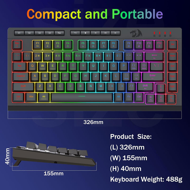 Redragon Crescent K524-RGB 75% Wired Gaming Keyboard With Macro Keys