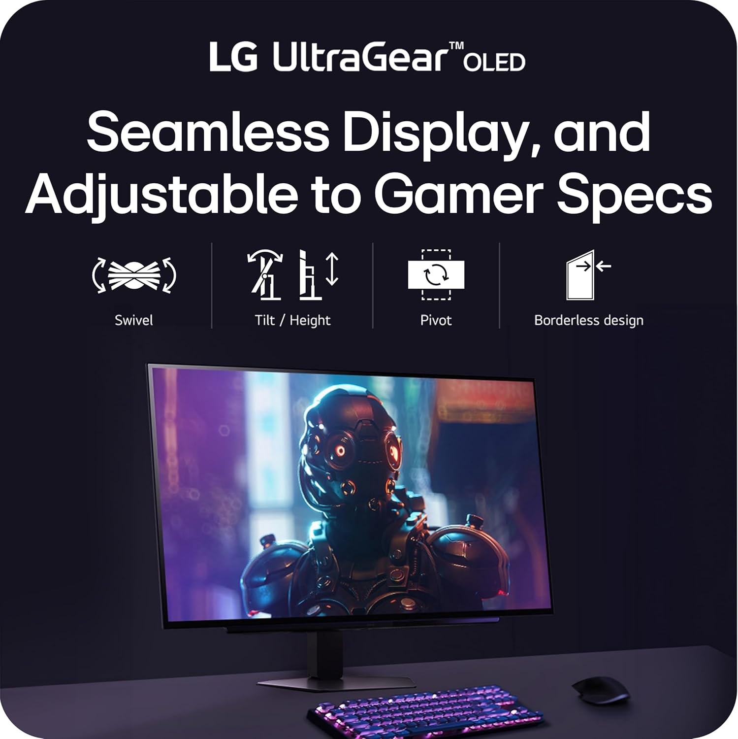 LG UltraGear 27GX704A-B 27" OLED (2560x1440) QHD 240Hz 0.03MS GTG Gaming Monitor with Tilt, Height, Swivel & Pivot Adjustment