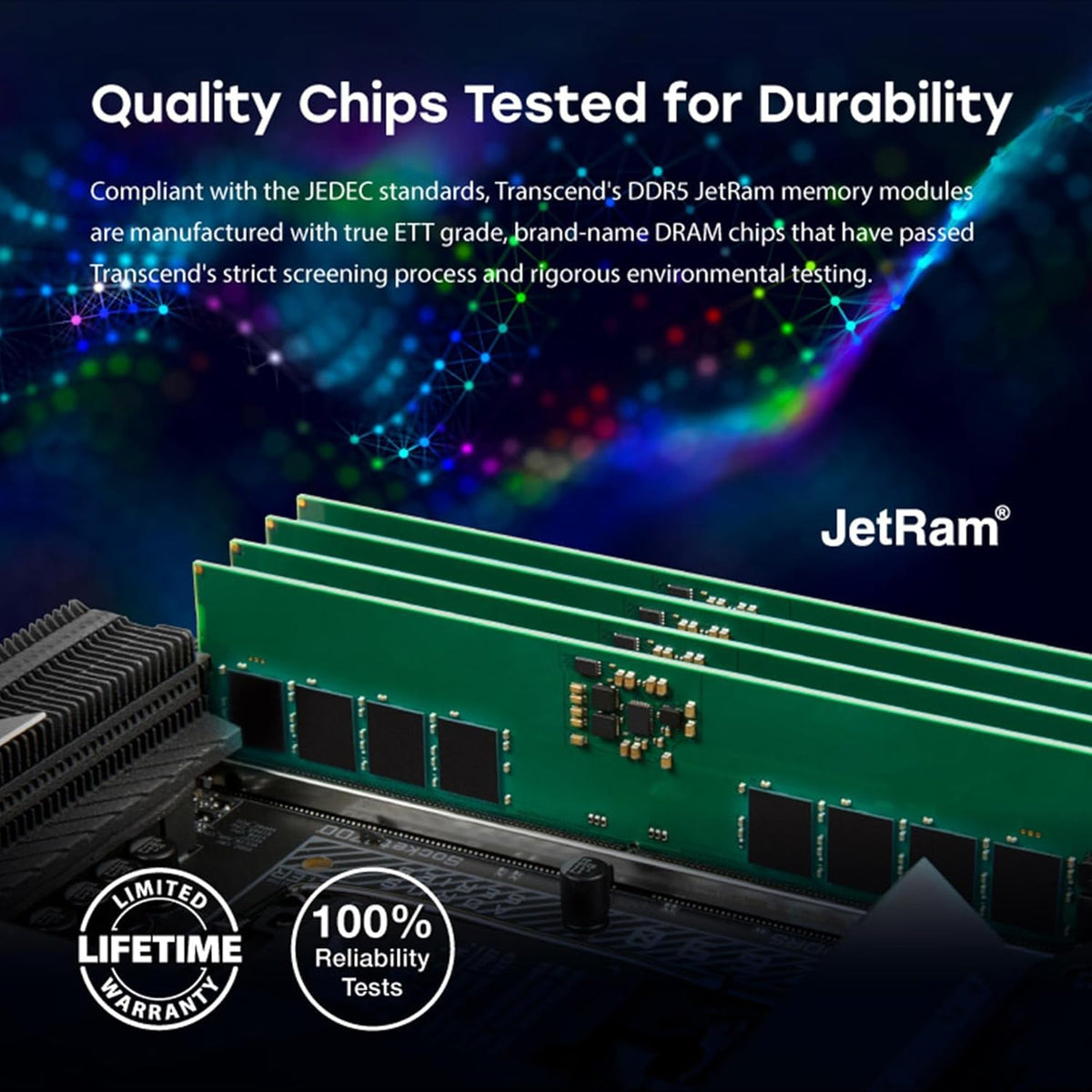 Transcend JETRAM DDR5 5600MHz U-DIMM 2Rx8 CL46 1.1V (32GB, 48GB) (JM5600ALE-32G, JM5600ALE-48G)
