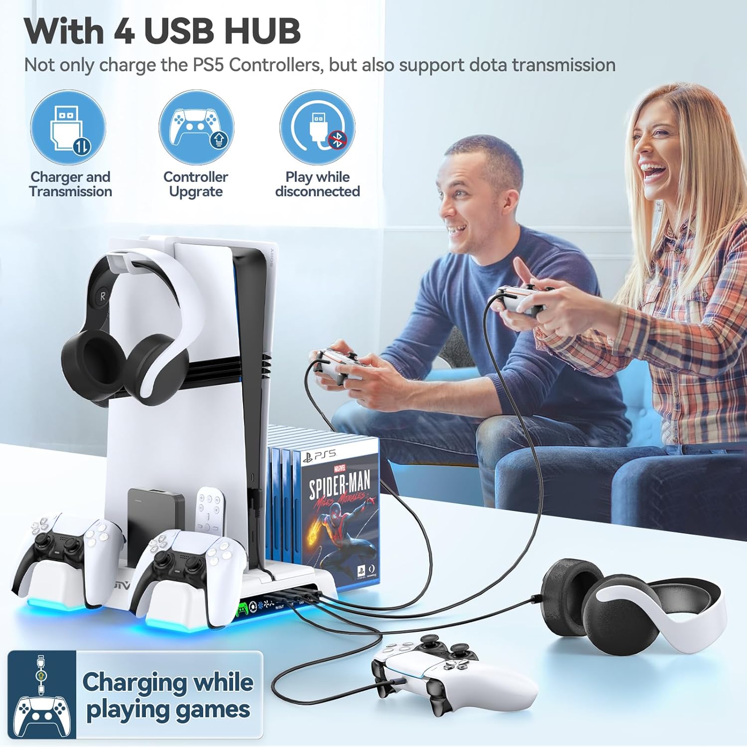 PS5 Cooling Stand With Dual Controller Charger For PS5 Digital & Disc Editions (NG-P5235X-01)