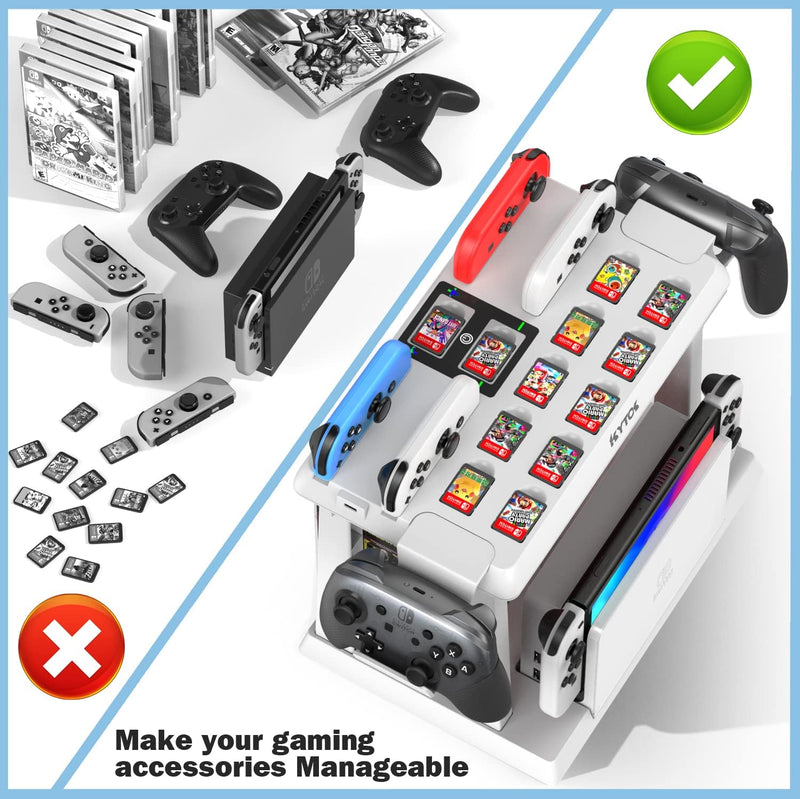 Kytok Controller Charger with Game Slot & Controller Holder