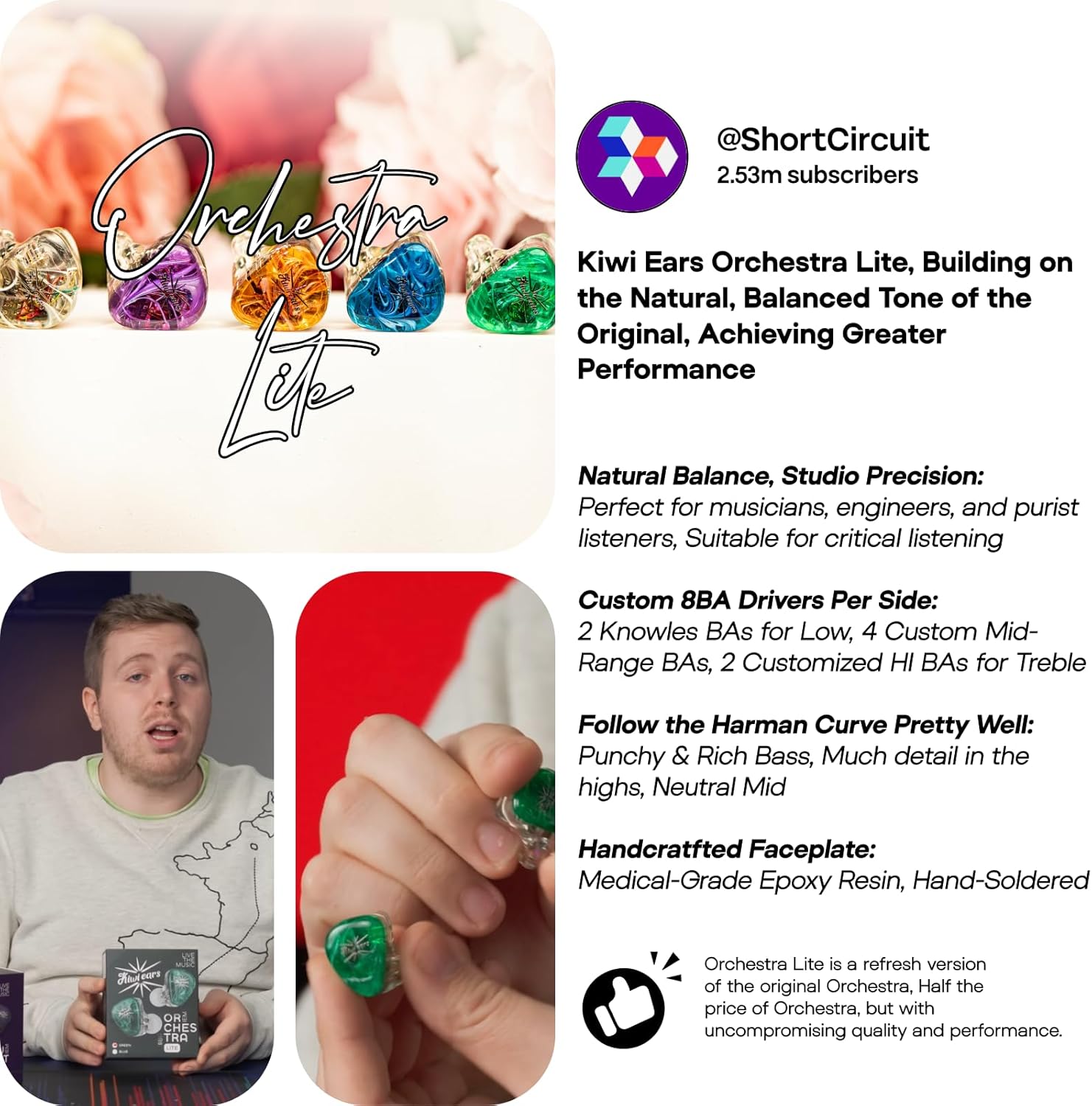 Kiwi Ears Orchestra Lite Performance Custom 8BA in-Ear Monitor