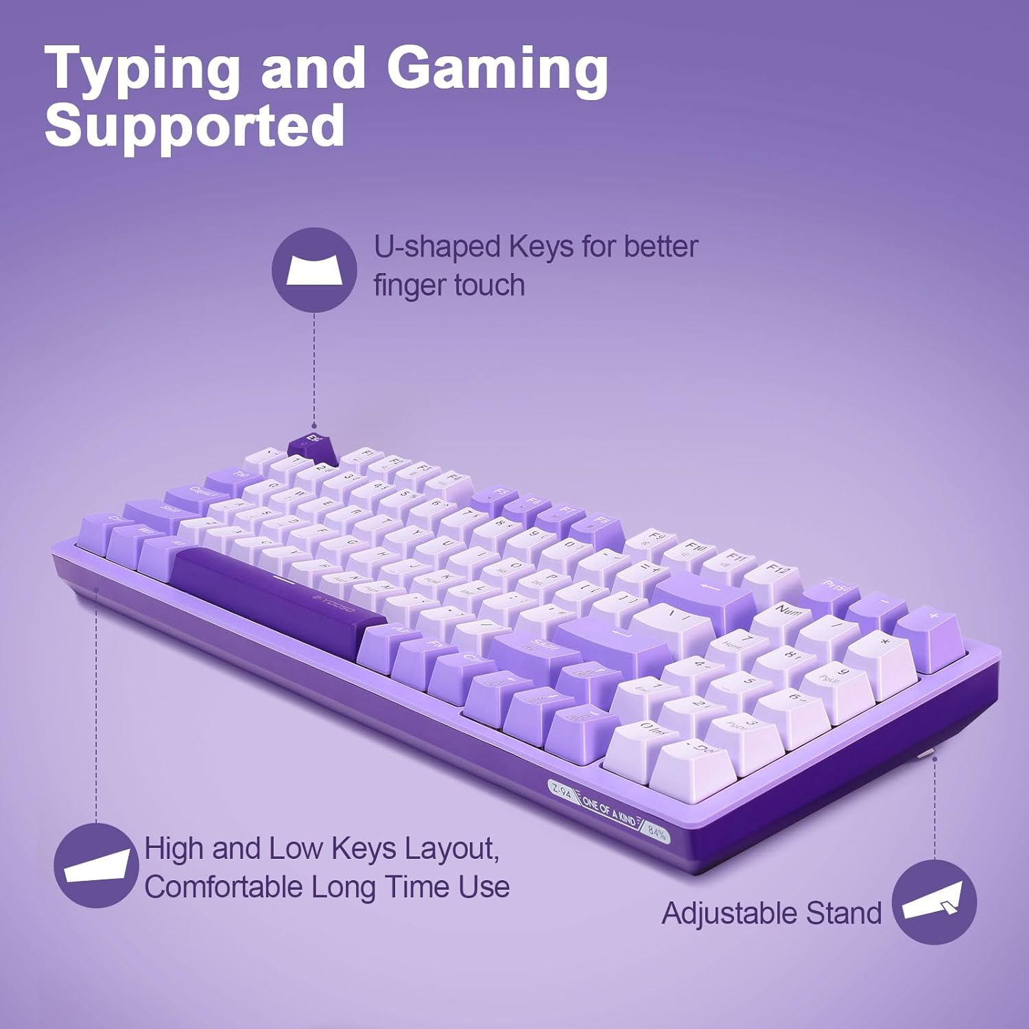 E-Yooso Z-94 Single Light 94-Keys Hot-Swappable Wired Mechanical Keyboard Light Purple (Blue Switch)