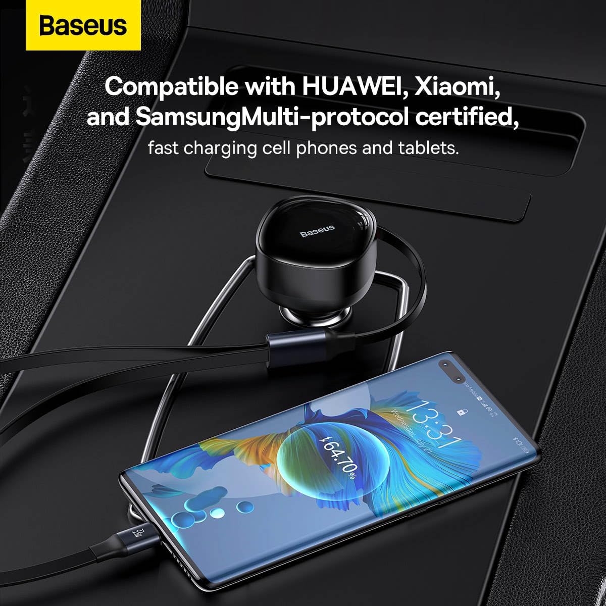 Baseus Enjoyment Retractable 2-in-1 Car Charger C+C 33W (C00035500111-00)